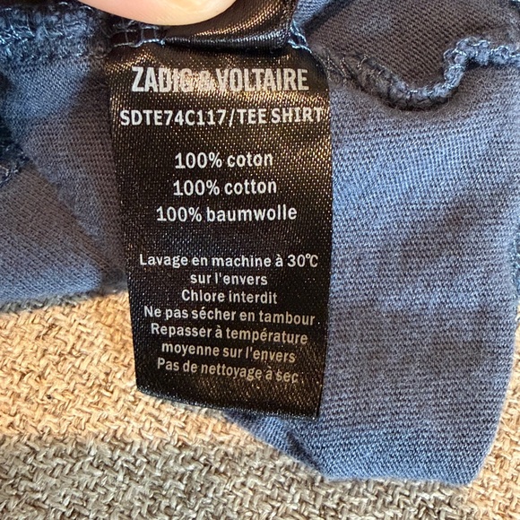 Zadig & Voltaire Girls Size 8 “I want more Rock & Roll” long sleeve blue shirt - Picture 10 of 10